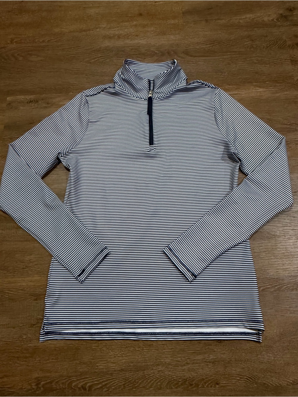 Women's Navy & White Striped Quarter-Zip Top